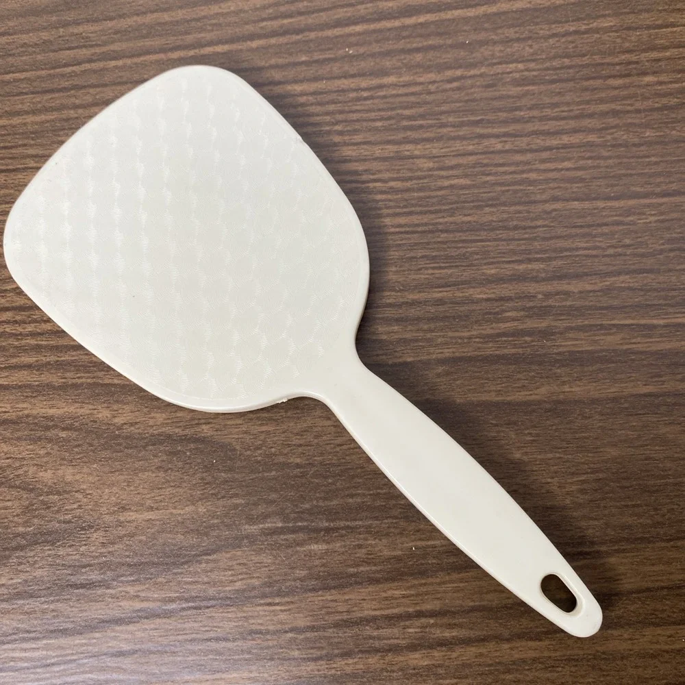 VTG Goody Off-White Plastic Hand Held Mirror With Handle Made In USA 11